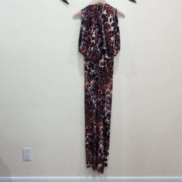 NEW! T-Bags Los Angeles Knotted Peek-a-boo Draped Back Print Maxi Dress - XS - Picture 8 of 11